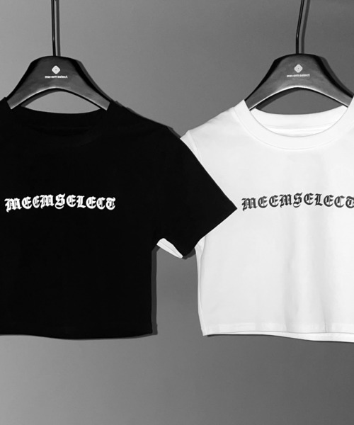 me+em select(ミームセレクト)の「【 2color 】グランジロゴショートちびTシャツ / grunge logo short chibi T-shirt(Tシャツ/カットソー・レディース・ホワイト/ブラック・FREE)」の4枚目の写真