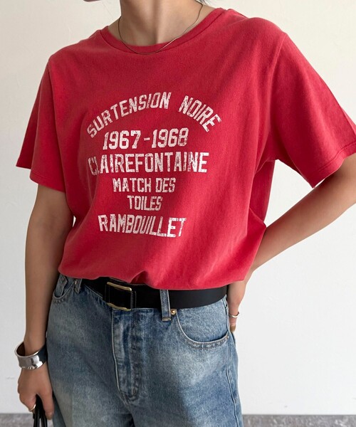 fredy emue（フレディエミュ）の「ヴィンテージライクピグメントTシャツ（Tシャツ/カットソー・レディース・オフホワイト/ライトブルー/ブラウン/レッド・38）」の4枚目の写真