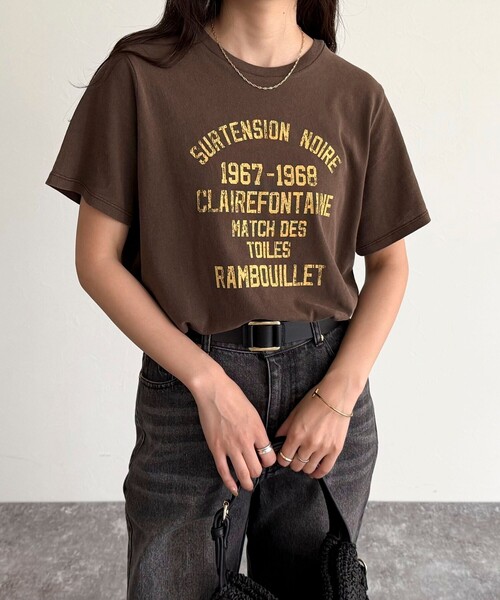 fredy emue（フレディエミュ）の「ヴィンテージライクピグメントTシャツ（Tシャツ/カットソー・レディース・オフホワイト/ライトブルー/ブラウン/レッド・38）」の9枚目の写真