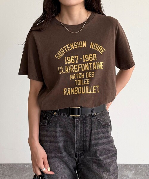 fredy emue（フレディエミュ）の「ヴィンテージライクピグメントTシャツ（Tシャツ/カットソー・レディース・オフホワイト/ライトブルー/ブラウン/レッド・38）」の10枚目の写真