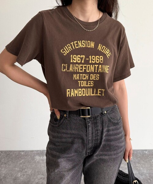 fredy emue（フレディエミュ）の「ヴィンテージライクピグメントTシャツ（Tシャツ/カットソー・レディース・オフホワイト/ライトブルー/ブラウン/レッド・38）」の11枚目の写真