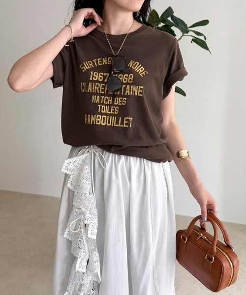 fredy emue（フレディエミュ）の「ヴィンテージライクピグメントTシャツ（Tシャツ/カットソー・レディース・オフホワイト/ライトブルー/ブラウン/レッド・38）」の17枚目の写真