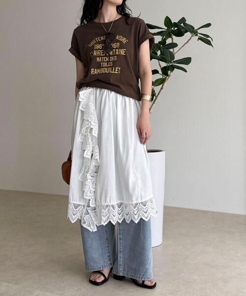 fredy emue（フレディエミュ）の「ヴィンテージライクピグメントTシャツ（Tシャツ/カットソー・レディース・オフホワイト/ライトブルー/ブラウン/レッド・38）」の22枚目の写真