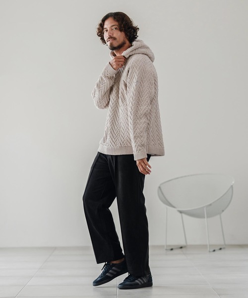 CALL&RESPONSE（コールアンドレスポンス）の「mpa3859-ヘリンボーンニットパーカー-サイセンタク（パーカー・メンズ・ブラック/ベージュ/ブラウン・2/4/5）」の15枚目の写真