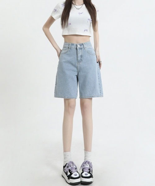urge:(アージコロン )の「【URGE:】デニム ハーフ パンツ(デニムパンツ・レディース・ホワイト/ネイビー/ブルー・SMALL/MEDIUM/LARGE/X-LARGE)」の3枚目の写真
