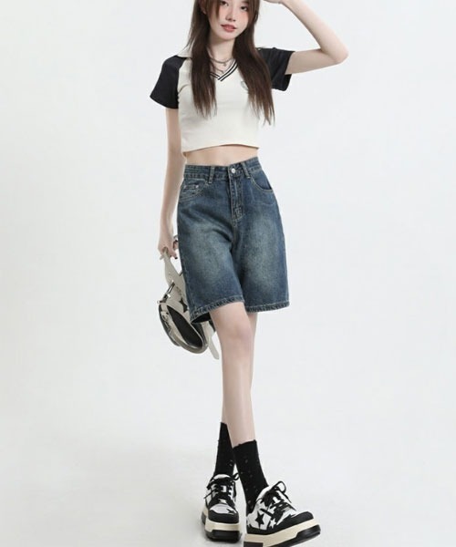 urge:(アージコロン )の「【URGE:】デニム ハーフ パンツ(デニムパンツ・レディース・ホワイト/ネイビー/ブルー・SMALL/MEDIUM/LARGE/X-LARGE)」の6枚目の写真