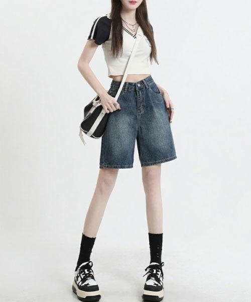 urge:(アージコロン )の「【URGE:】デニム ハーフ パンツ(デニムパンツ・レディース・ホワイト/ネイビー/ブルー・SMALL/MEDIUM/LARGE/X-LARGE)」の7枚目の写真