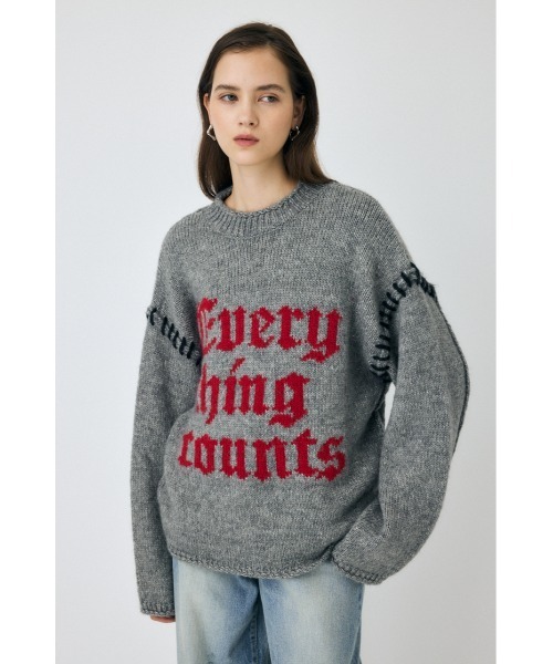 MOUSSY(マウジー)の「KNITTED WORDS セーター(ニット/セーター・レディース・ライトブラック/杢グレー/オフホワイト・FREE)」の3枚目の写真