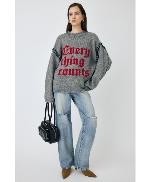 [美品]moussy マウジー KNITTED WORDS セーター 杢グレー KNITTED WORDS セーター（ニット/セーター）｜MOUSSY（マウジー）の