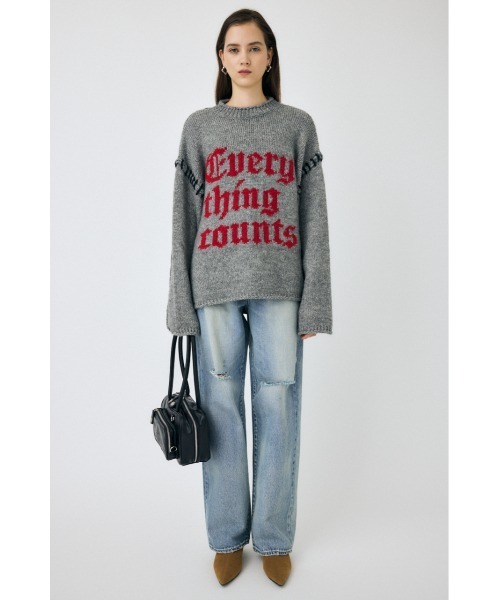 MOUSSY(マウジー)の「KNITTED WORDS セーター(ニット/セーター・レディース・ライトブラック/杢グレー/オフホワイト・FREE)」の9枚目の写真