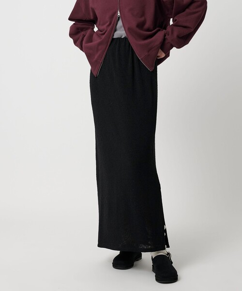 CITEN（シテン）の「＜CITEN＞ブークレカットナロースカート（スカート・レディース・ブラック/ダークグリーン/ワイン・FREE）」の2枚目の写真