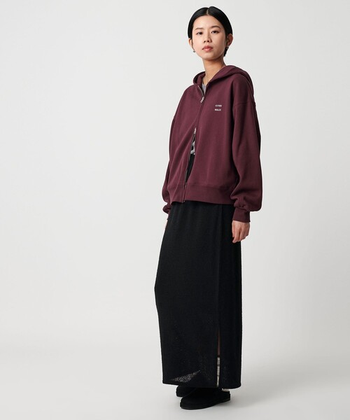 CITEN（シテン）の「＜CITEN＞ブークレカットナロースカート（スカート・レディース・ブラック/ダークグリーン/ワイン・FREE）」の5枚目の写真