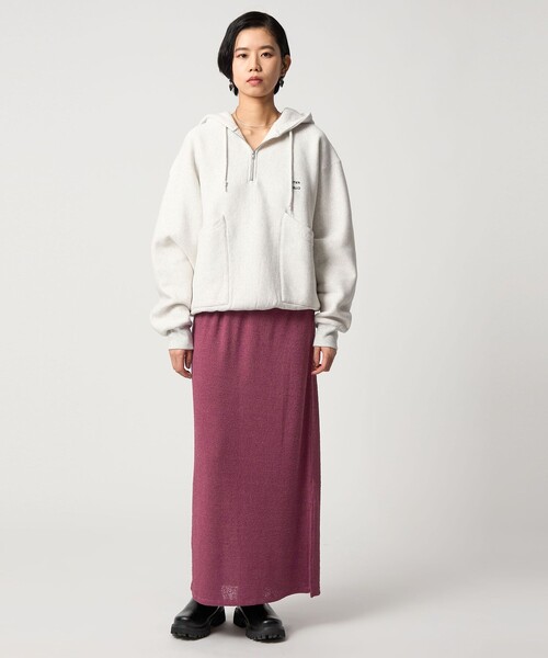 CITEN（シテン）の「＜CITEN＞ブークレカットナロースカート（スカート・レディース・ブラック/ダークグリーン/ワイン・FREE）」の7枚目の写真