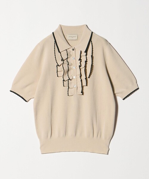 UNITED ARROWS(ユナイテッドアローズ)の「スカラップ フリル ショートスリーブ ニット ‐ウォッシャブル‐(ニット/セーター・レディース・ベージュ/ネイビー/ブラック・FREE)」の14枚目の写真