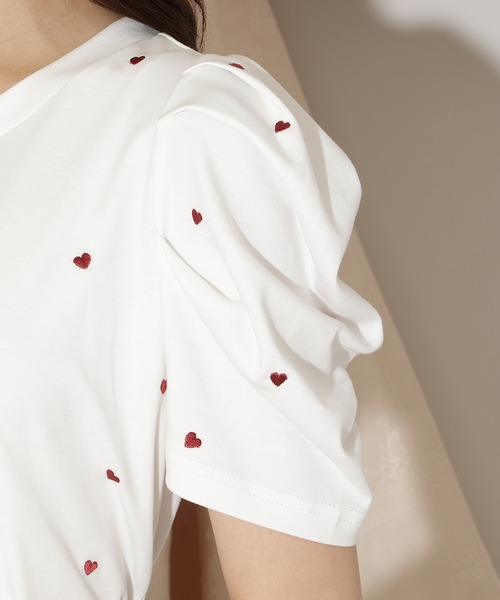 WILLSELECTION(ウィルセレクション)の「ハート刺繍タックスリーブTシャツ(Tシャツ/カットソー・レディース・ピンク/オフホワイト/ブラック・FREE)」の16枚目の写真