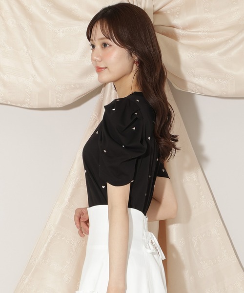 WILLSELECTION(ウィルセレクション)の「ハート刺繍タックスリーブTシャツ(Tシャツ/カットソー・レディース・ピンク/オフホワイト/ブラック・FREE)」の13枚目の写真