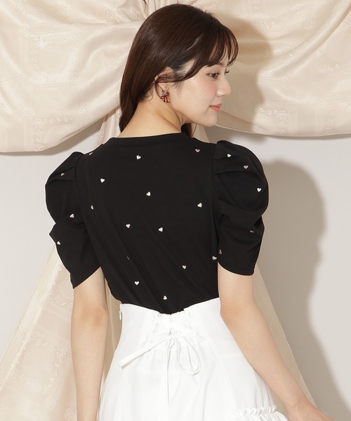 WILLSELECTION(ウィルセレクション)の「ハート刺繍タックスリーブTシャツ(Tシャツ/カットソー・レディース・ピンク/オフホワイト/ブラック・FREE)」の14枚目の写真