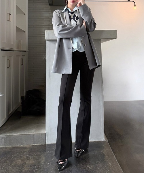 ROYAL PARTY(ロイヤルパーティー)の「ガムストレッチフレアパンツ(その他パンツ・レディース・ベージュ/ブラック・FREE/SHORT/TALL)」の1枚目の写真