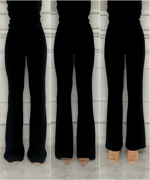 ROYAL PARTY（ロイヤルパーティー）の「ガムストレッチフレアパンツ（その他パンツ・レディース・ベージュ/ブラック・FREE/SHORT/TALL）」の9枚目の写真