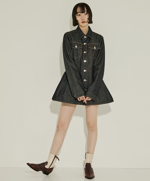 JOHN LAWRENCE SULLIVAN(ジョンローレンスサリバン)の「【JOHN LAWRENCE SULLIVAN/ジョンローレンスサリバン】RIGID DENIM PEPLUM JACKET/リジッドデニムペプラムジャケット(デニムジャケット・レディース・ダークインディゴブルー・XS)」の3枚目の写真