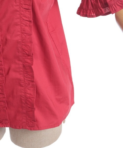 Chalmiere シャルミエール スクエア開きコットンブラウス 赤