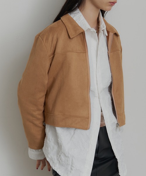 SEN TOKYO(セントーキョー)の「フェイクスウェードシングルライダースジャケット(テーラードジャケット・レディース・グリーン/ブラウン/ブラック・MEDIUM/SMALL)」の3枚目の写真