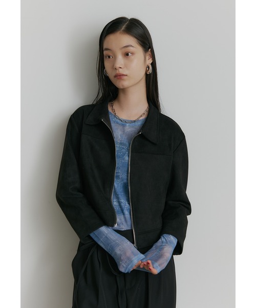 SEN TOKYO(セントーキョー)の「フェイクスウェードシングルライダースジャケット(テーラードジャケット・レディース・グリーン/ブラウン/ブラック・MEDIUM/SMALL)」の5枚目の写真
