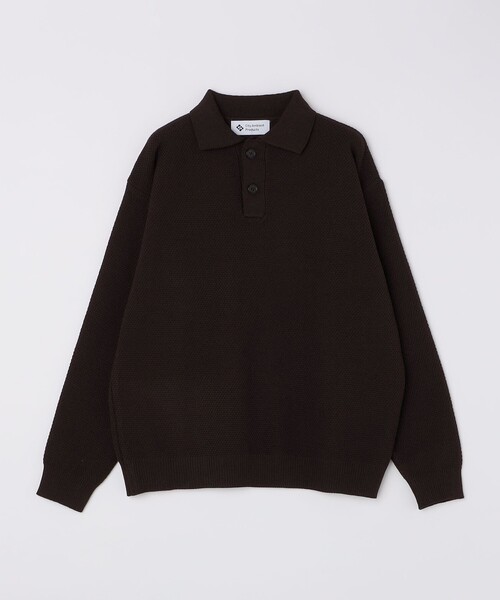 City Ambient Products（シティアンビエントプロダクツ）の「City Ambient Products:〈手洗い可能〉ポリエステル メッシュ ニット ポロ ロングスリーブ（ニット/セーター・メンズ・ブラウン/ブラック/オフホワイト/ブルー・SMALL/MEDIUM/LARGE）」の19枚目の写真