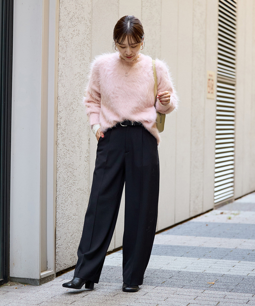 JOURNAL STANDARD(ジャーナルスタンダード)の「《WEB限定追加》シャギークルーネックプルオーバー(ニット/セーター・レディース・ピンク/ブラック/チャコールグレー・FREE)」の12枚目の写真