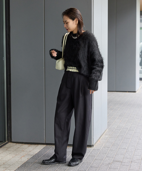 JOURNAL STANDARD(ジャーナルスタンダード)の「《WEB限定追加》シャギークルーネックプルオーバー(ニット/セーター・レディース・ピンク/ブラック/チャコールグレー・FREE)」の13枚目の写真