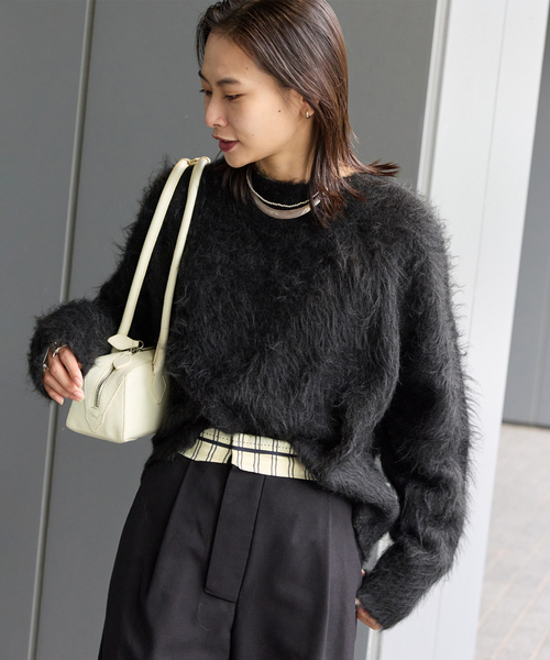 JOURNAL STANDARD(ジャーナルスタンダード)の「《WEB限定追加》シャギークルーネックプルオーバー(ニット/セーター・レディース・ピンク/ブラック/チャコールグレー・FREE)」の16枚目の写真