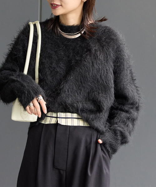 WEB限定追加》シャギークルーネックプルオーバー（ニット/セーター