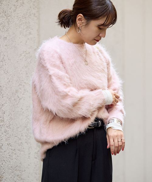 WEB限定追加》シャギークルーネックプルオーバー（ニット/セーター