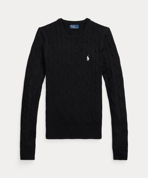POLO RALPH LAUREN（ポロ ラルフ ローレン）の「ケーブルニット コットン クルーネック セーター（ニット/セーター・レディース・ブラック系1・XS/XL/L/M/S）」の3枚目の写真