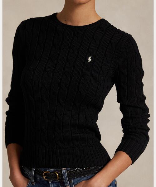 POLO RALPH LAUREN（ポロ ラルフ ローレン）の「ケーブルニット コットン クルーネック セーター（ニット/セーター・レディース・ブラック系1・XS/XL/L/M/S）」の6枚目の写真