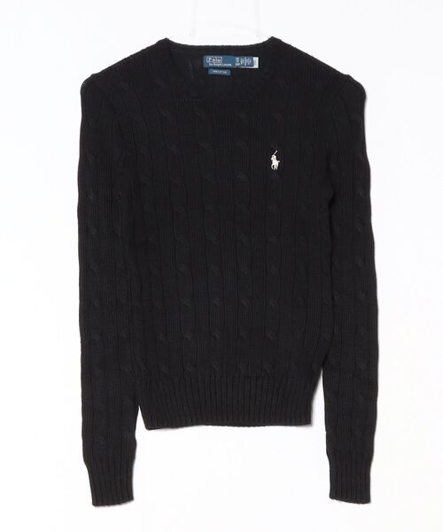 POLO RALPH LAUREN（ポロ ラルフ ローレン）の「ケーブルニット コットン クルーネック セーター（ニット/セーター・レディース・ブラック系1・XS/XL/L/M/S）」の5枚目の写真