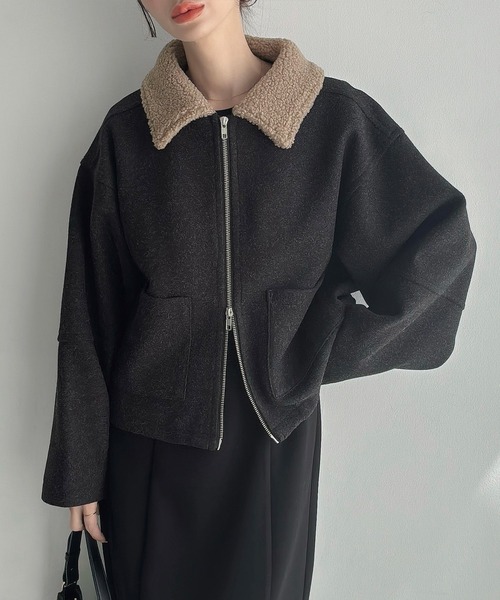 ミシェルマカロン フーディーボアショートブルゾン XS ミシェル