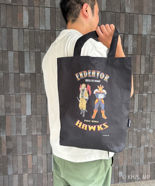 Misto Forza(ミストフォルツァ)の「【僕のヒーローアカデミア】 クラックプリントキャンバストート エンデヴァー×ホークス(ショルダーバッグ・レディース・ブラック・FREE)」の3枚目の写真