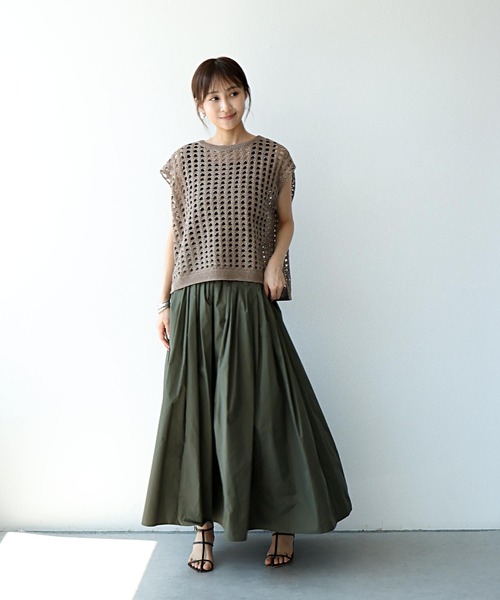 Jines(ジネス)の「キラキラギマメッシュベスト(ニット/セーター・レディース・ブラウン/グレー/レッド・38)」の17枚目の写真
