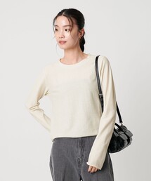 コットンポリエステル ラメロングスリーブカットソー