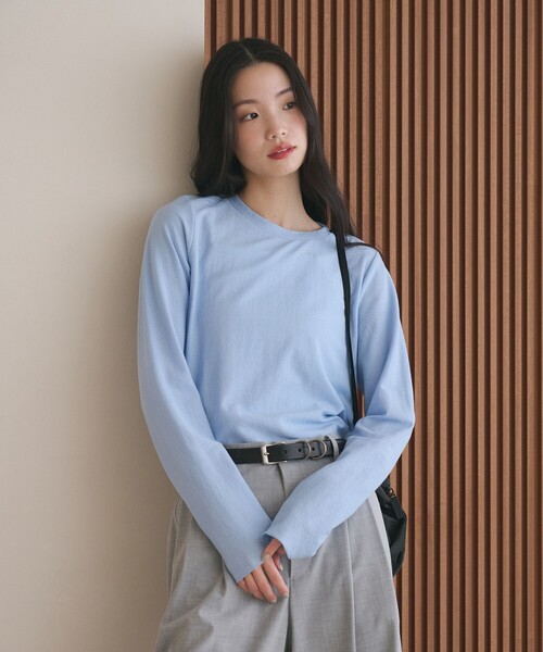 コットンポリエステル ラメロングスリーブカットソー（Tシャツ