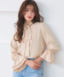 マルチway 洗える ストレッチ | 着せ替え ドレープ Tee ブラウス | レディース ボウタイブラウス 体型カバー 長袖 オフィスカジュアル きれいめ トップス シャツ