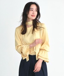マルチway 洗える ストレッチ | 着せ替え ドレープ Tee ブラウス | レディース ボウタイブラウス 体型カバー 長袖 オフィスカジュアル きれいめ トップス シャツ