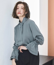 マルチway 洗える ストレッチ ｜ 着せ替え ドレープ Tee ブラウス ｜ レディース ボウタイブラウス 体型カバー 長袖 オフィスカジュアル きれいめ トップス シャツ
