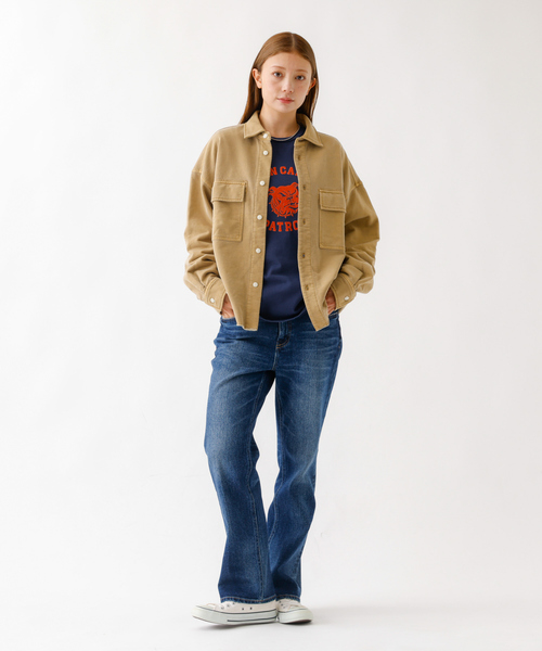Johnbull（ジョンブル）の「【JOHNBULL/ジョンブル】ピグメントスウェットシャツ/羽織り/スウェット【WEB限定】（シャツ/ブラウス・レディース・ベージュ/チャコールグレー・フリー）」の3枚目の写真
