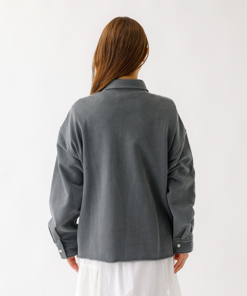 Johnbull（ジョンブル）の「【JOHNBULL/ジョンブル】ピグメントスウェットシャツ/羽織り/スウェット【WEB限定】（シャツ/ブラウス・レディース・ベージュ/チャコールグレー・フリー）」の14枚目の写真