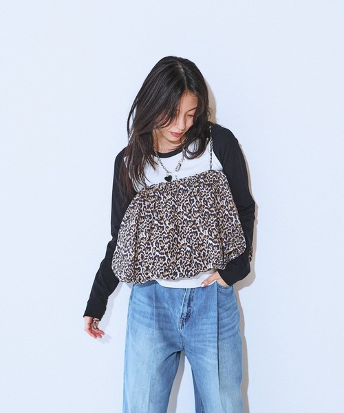 JEANASIS（ジーナシス）の「2WAYバルーンキャミ/598962（キャミソール・レディース・ブラック/ホワイト/レオパード・FREE）」の3枚目の写真