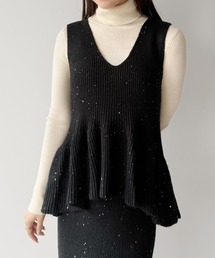 mipiarl（ミピアール）の「バックリボンペプラムニット＋IラインニットスカートSET（セットアップ）」