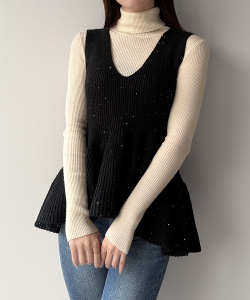 セール】バックリボンペプラムニット＋IラインニットスカートSET