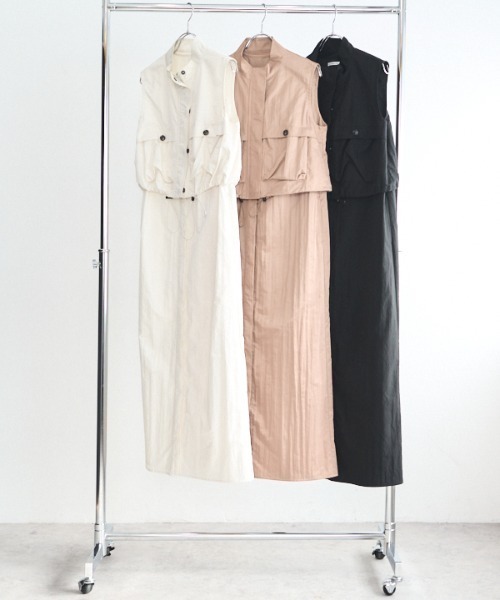 Muel Chic(ミュエルシック)の「Fin shirt one-piece フィンシャツワンピース(ワンピース・レディース・ブラック/ベージュ/オフホワイト・MEDIUM)」の4枚目の写真